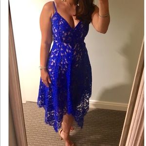 Blue lace asymmetrical dress size Medium